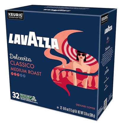Lavazza Dolcevita Classico, Single-Serve Keurig K-Cup Pods, Medium Roast Coffee, 32-Count Box
