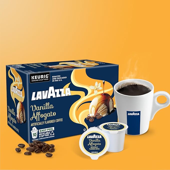 Lavazza Vanilla Affogato Coffee, Single Serve Keurig K-Cup Pods, Flavored Coffee, 60-Count Box (6 Packs of 10)