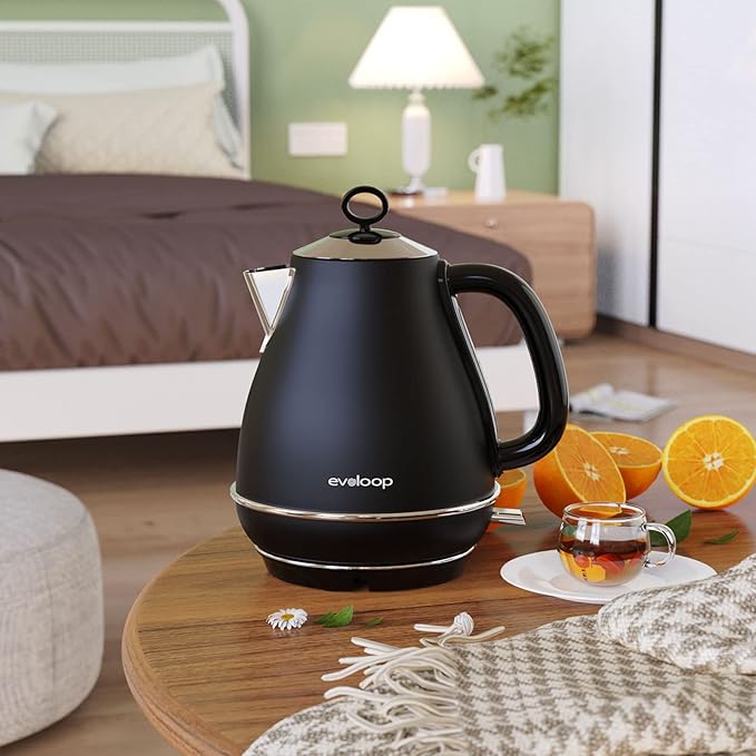 1.7L Electric Kettles, BPA Free Tea Kettle, Hot Water Boiler Heater, Stainless Steel Teapot, Auto Shut-Off & Boil-Dry Protection, 120V/1500W (Black)