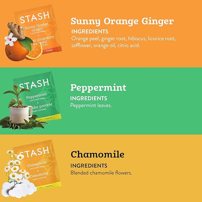 Stash Tea Soothing Herbal Tea 6 Flavor Variety Pack, 6 Boxes With 18-20 Tea Bags Each