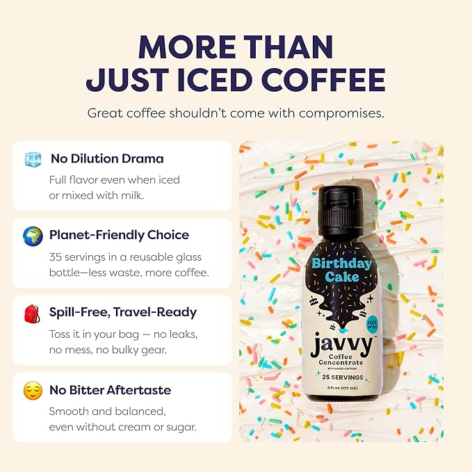 Coffee Concentrate - Limited Release Flavors - Cold Brew Coffee, Perfect for Hot or Iced Instant Coffees, Hot Drinks, Cold Brew Concentrate, 35 Servings - Birthday Cake