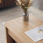 Load image into Gallery viewer, VINGLI Lift Top Coffee Table, Oak Top with Rattan Frame, Farmhouse Cross-Sided Design, with Storage Shelf/Hidden Compartment, Gas Lift Mesa De Centro para Sala Pop Up Coffee Table