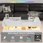 Load image into Gallery viewer, LED Coffee Table, 47.2" Coffee Tables with Storage Drawers, Smart Living Room Table with Wireless Charging &amp; Bluetooth Speaker,Modern Center Tables for Living Room, White Marble