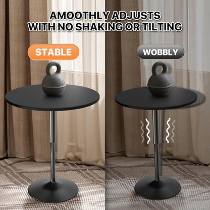 Magshion 31" Round Bar Table Height Adjustable 26"-35" Pub Table with Enlarged Base for Living Room Patio Bistro Café, Black