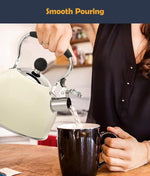Load image into Gallery viewer, Tea Kettle, 2 Quart Stainless Steel Whistling Tea Kettle, Stovetop Whistling Teakettle Tea Pots for Stove Top with Ergonomic Folding Handle, Small Teapot, Water boiler for Tea, Coffee (White)
