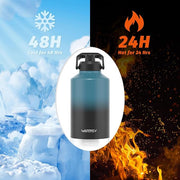 1.5 Gallon Water Bottle Insulated(Cold for 48 Hrs),BPA Free&Leak Proof,196oz Stainless Steel Water Jug,Big thermos,Large Water Bottle with Handle for Gym,Hiking,Camping&Travel,Lake Blue