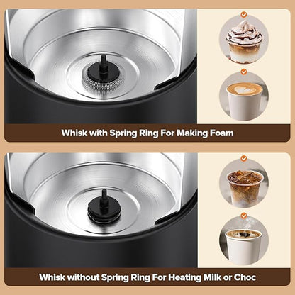 Milk Frother and Steamer, Large Capacity Detachable Electric Milk Frother, Automatic Warm and Cold Foam Maker, Hot Chocolate Maker, BPA Free, Black