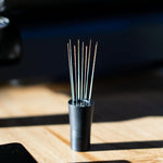 Load image into Gallery viewer, WDT Tool, Magnetic Coffee Stirrer 0.4mm 9 Installed Pins + 0.25mm 9 Extra Needles for Espresso Distribution Tool with Metal Stand for Barista Espresso (Black)