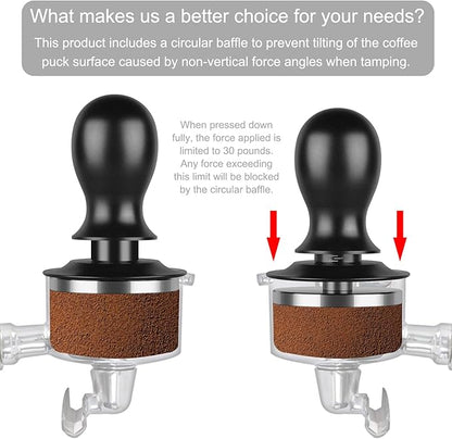 Calibrated Spring Loaded Coffee Tamper for Espresso Machine - Essential Espresso Tool for Perfect Tamping Results - Fits Portafilter Baskets(51mm, Black)