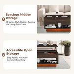 Load image into Gallery viewer, HOMMPA Modern Lift Top Coffee Table with Storage for Living Room LED Coffee Table Wodden Lift Tabletop Dining Table with Hidden Compartment and Metal Frame, Walnut