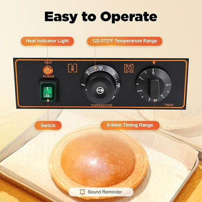 Burger Waffle Maker,Commercial Electric Burger Panini Maker Machine,Non Stick Waffle Press Machine with Time & Temp Control Stainless Steel Material for Home Kitchens Breakfast Shops Schools