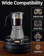 Load image into Gallery viewer, Grasseed Crystal Glass-Top Moka Pot, Brushed Stainless Steel Stovetop Espresso Maker for Italian Coffee - 9 Cup/360ml/12.6oz