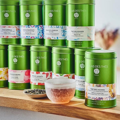 Palais des Thés - Tibetan Monks - Black & Green Tea Floral Blend - 3.5oz Loose Leaf Metal Gift Tin, Serves 20-25 Cups