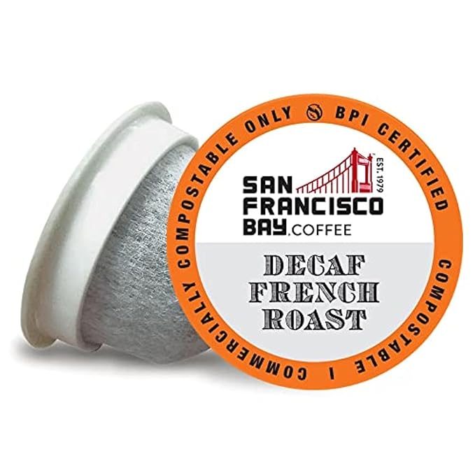San Francisco Bay Compostable Coffee Pods - DECAF French Roast (120 Ct) K Cup Compatible including Keurig 2.0, Dark Roast, Swiss Water Processed
