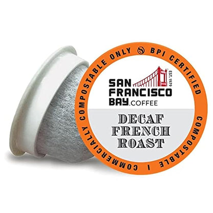 San Francisco Bay Compostable Coffee Pods - DECAF French Roast (120 Ct) K Cup Compatible including Keurig 2.0, Dark Roast, Swiss Water Processed