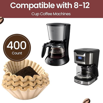 "NEW" - Café Le Rou Paper Coffee Filters, 400 Count, Biodegradable, Natural Fibers 8-12 Cups - Includes Coffee Machine Descaler-Cleaner Tablets Made in the USA