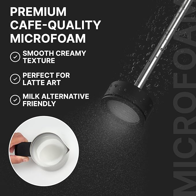 Subminimal Performance Milk Foamer - NanoFoamer Lithium Handheld Frother - Rechargeable, Dual-Speed - Microfoamed Milk in 30 Seconds, Barista-Style Coffee Drinks at Home - White Special Edition