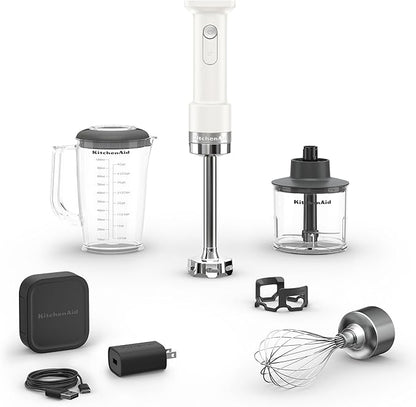 KitchenAid Go Cordless Hand Blender with Accessories - battery included, KHBRV75, Porcelain White