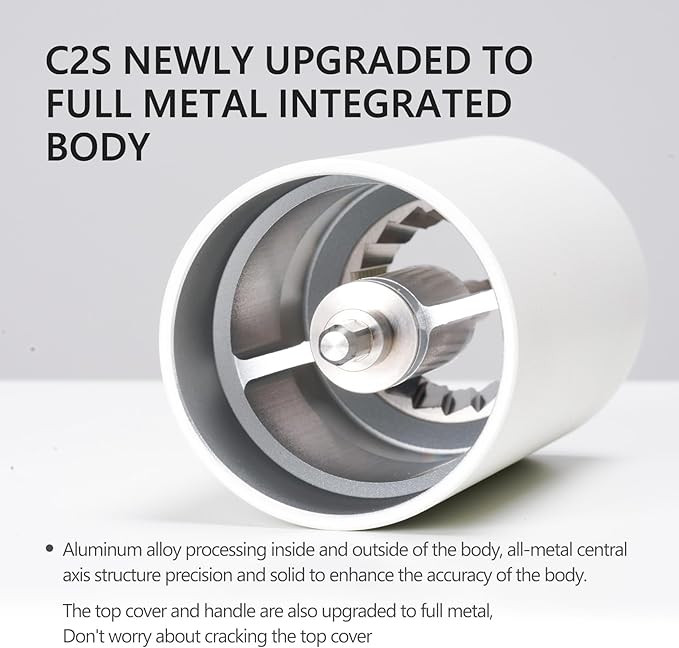 TIMEMORE Chestnut C2S Manual Coffee Grinder Capacity 25g with CNC Stainless Steel Conical Burr, Internal Adjustable Setting, Double Bearing Positioning, Hand Grinder (White)