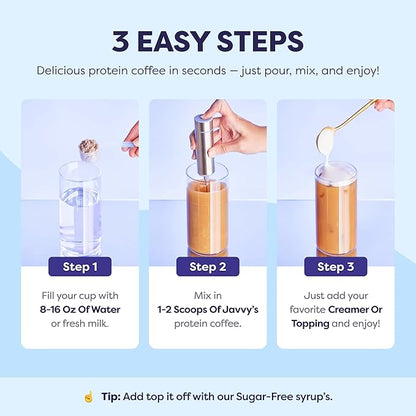 French Vanilla Protein Iced Coffee - Premium Whey Protein & Instant Iced Coffees - 100% Natural Cold Brew - Zero Artificial Flavors & Sweeteners, 80 mg Caffeine, No Added Sugar, 20 Servings