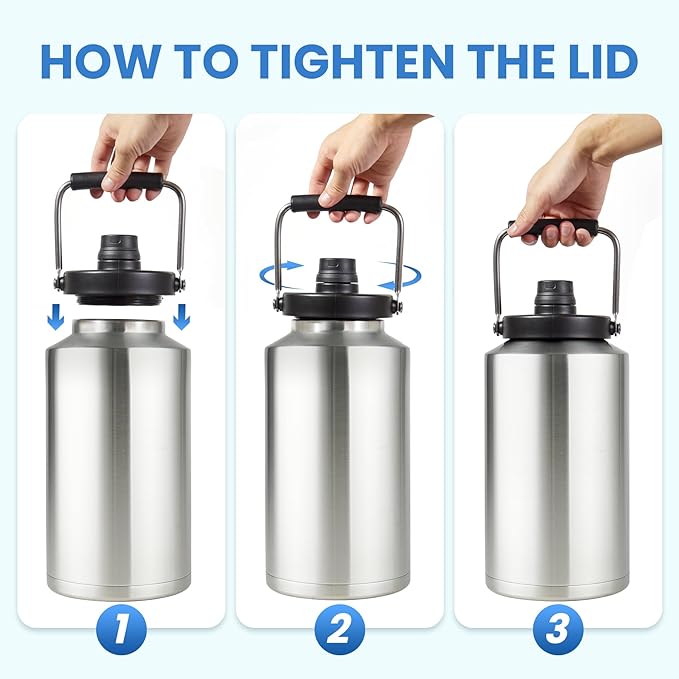 1 Gallon Water Jug Bottle Insulated, 128oz Stainless Steel Water Bottle Wide Mouth Double Vacuum Dishwasher Safe BPA Free for Hot & Cold Drinks Stainless Steels