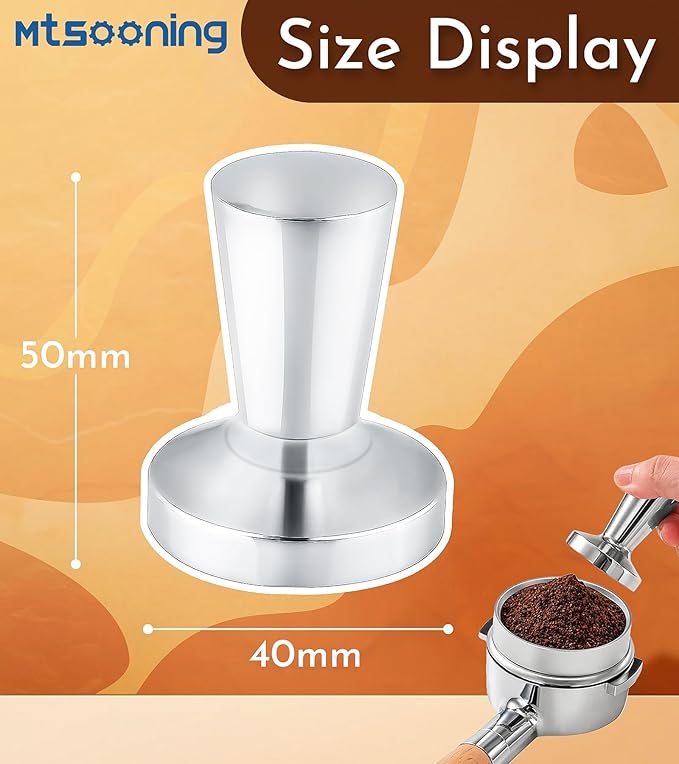 Mtsooning 40mm Coffee Tamper, Solid Stainless Steel Barista Powder Press Leveler Tool, Espresso Coffee Tamper Hammer for Coffee Grounds Machines Accessory