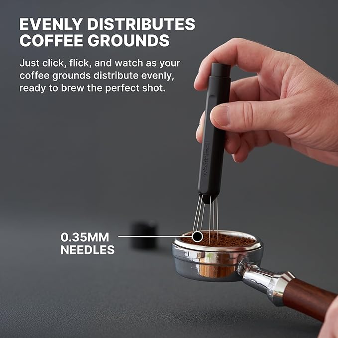 Subminimal Flick WDT Espresso Distribution Tool - Stirrer Tool For Barista-Grade Precision Brewing - Tamper With Retractable Needles - Coffee & Espresso Machine Parts & Accessories