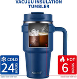 Load image into Gallery viewer, ALOUFEA 20 oz Insulated Coffee Mug Tumbler with Handle, Stainless Steel Travel Mug Tumbler with Lid and Straw,Double Wall Vacuum Leak Proof Ice Coffee Thermal Cup, Navy