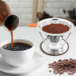 Load image into Gallery viewer, Pour Over Coffee Dripper, Paperless Pour Over Coffee Filter, Reusable Pour Over Coffee Maker Set, Dual-Layer Stainless Steel Cone Filter, Detachable Dripper Stand, Single Cup Brewer 1-4 Cup