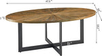 Load image into Gallery viewer, Solid Wood Oval Coffee Table with Cross Metal Legs, 47.9" Industrail Bar Cocktail Table for Living Room Kitchen Office Sofa Table Bristro Table for Cafe/Bar Rustic Brown 1831