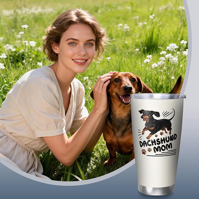 Best Dachshund Mom Gifts for Women, 20 Oz Dachshunds Lover Travel Tumbler Mugs, Travel Mug Gift for Dachshunds Mom