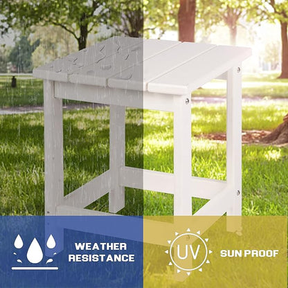 LZRS Adirondack Square Outdoor Side Table for Patio, Pool Composite Patio Table,HDPE End Tables for Backyard,Pool, Indoor Companion, Easy Maintenance & Weather Resistant(White)