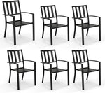 Load image into Gallery viewer, PHI VILLA 6 Pieces Patio Metal Dining Chairs, Outdoor Wroght Iron Seating Dining Chairs, Stackable Bistro Chair for Garden, Backyard, Lawn, Supports 300 lbs