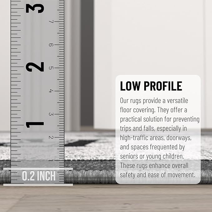 Ottomanson 20" x 59" Laundry Room Rug - Non-Slip Mat for Laundry & Mudroom - Durable, Stain-Resistant, and Easy to Clean - Perfect for High-Traffic Areas - Runner Rug for Entryway Bathroom, Gray