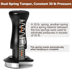 Load image into Gallery viewer, MEION Espresso Tamper 49mm Coffee Tamper, Calibrated Dual Spring Loaded Barista Tamper with Stainless Steel Base, Comes with aluminum storage pad (49MM, Black)