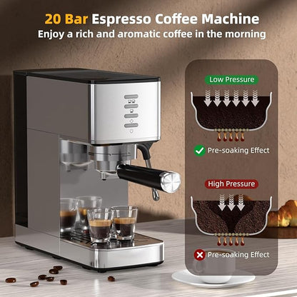 Espresso Machine 20 Bar with Rapid Cold Brew - Hot & Iced Coffee Maker, Built-in Steam Wand, Touch Screen, 37oz Water Tank -Perfect for Lattes, Cappuccinos, and Gift for Coffee Lovers