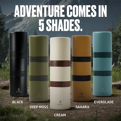 Nest Pour Over Coffee Kit | Coffee Maker for Camping | All-In-One Travel Pour Over | Transportable Dripper, Two 10oz Stainless Steel Travel Mugs | Compact Storage & Adventure Ready | Black