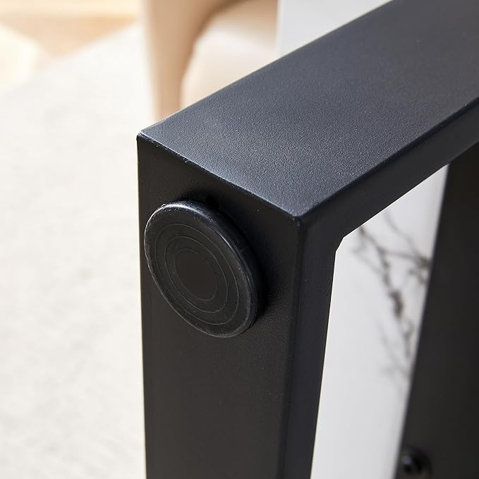 47.2" Marble-Patterned Rectangle Coffee Table MDF Desktop with Metal Legs for Living Room Dining Room Office, White and Black