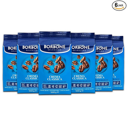 Caffè Borbone Whole Bean Coffee, Crema Classica, Medium Roast, Arabica and Robusta Blend - Roasted and Freshly Packaged in Italy - 2.2 Pound Bag (pack of 6)