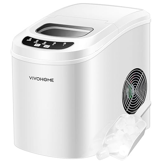 VIVOHOME Countertop Ice Maker 26lbs/Day 9 Ice Cubes in 6 Mins Ice Maker Machine with Hand Scoop and Self Cleaning Ice Cube Maker Red