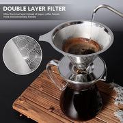 Pour Over Coffee Maker 1-4 Cup, V60 Pour Over, 18/10 Stainless Steel Laser Coffee Dripper, Fine Mesh Double Layer Metal Cone Filter, Colador De Cafe