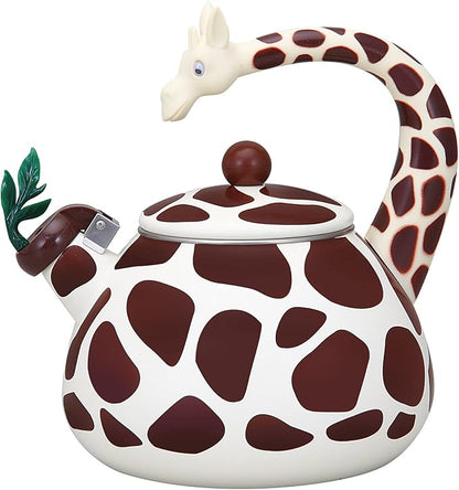 Whistling Tea Kettle for Stove Top Enamel on Steel Teakettle, Supreme Housewares Giraffe Design Teapot Water Kettle Cute Kitchen Accessories Teteras (2.1 Quart, Giraffe)
