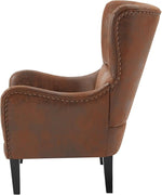 Load image into Gallery viewer, Hi-Back Brown Vintage Distressed Accent Chair with Ottoman, Tufted Design &amp; Nailhead Trim, Polyester Fabric, Foam-Pocket Spring Seat, Living Room, Study, Bedroom Chair and Ottoman Set