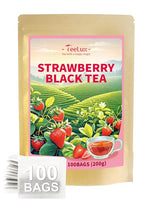 Load image into Gallery viewer, TeeLux Strawberry Black Tea Bags, Blend Premium Black Tea with Natural Strawberry Flavor, Full-bodied &amp; Robust Taste, 100 Count
