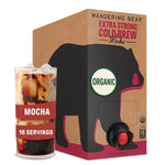 Load image into Gallery viewer, Wandering Bear Organic Mocha Cold Brew Coffee On Tap, 96 fl oz - Extra Strong, Bold, Smooth, Unsweetened, Shelf-Stable, Ready to Drink, Gluten Free, &amp; Vegan, Iced Cold Brewed Coffee Drinks