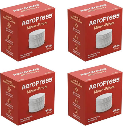 AeroPress Coffee Maker White Paper Micro-Filters, Compostable Coffee Filters Made From White, Chlorine-Free Paper, Fits Standard Size AeroPress Manual Coffee Makers, 4 Pack (1400 Count)