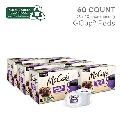 McCafe Chocolate Mocha, Single Serve Coffee Keurig K-Cup Pods, Flavored Coffee, 60 Count, (6 Packs of 10)