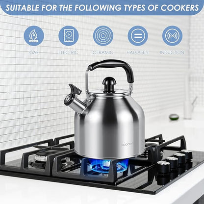 Tea Kettle for Stove Top,304 Stainless Steel Tea Kettles,4L/4.2QT Tea Kettles for Kitchen,Camping,Traveling,Portable,Fast to Boil