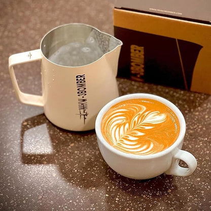 MHW-3BOMBER Milk Frothing Pitcher 16.9oz/500ml Espresso Steaming Pitcher Stainless Steel Frothing Cup Capuccino Latte Art Pitcher, Green P5029-OS