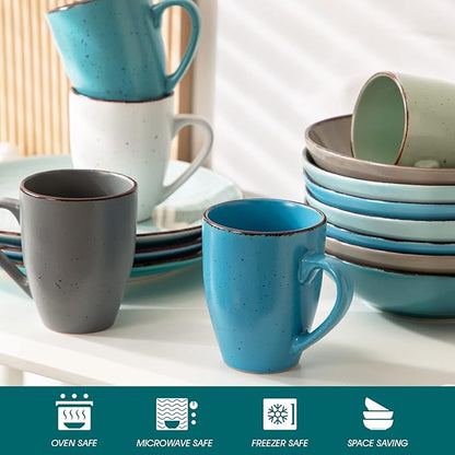 vancasso Moda Coffee Mugs Set of 6-12 oz Ceramic Coffee Cups for Cappuccino, Latte, Tea, Microwave & Dishwasher Safe, Assorted Color